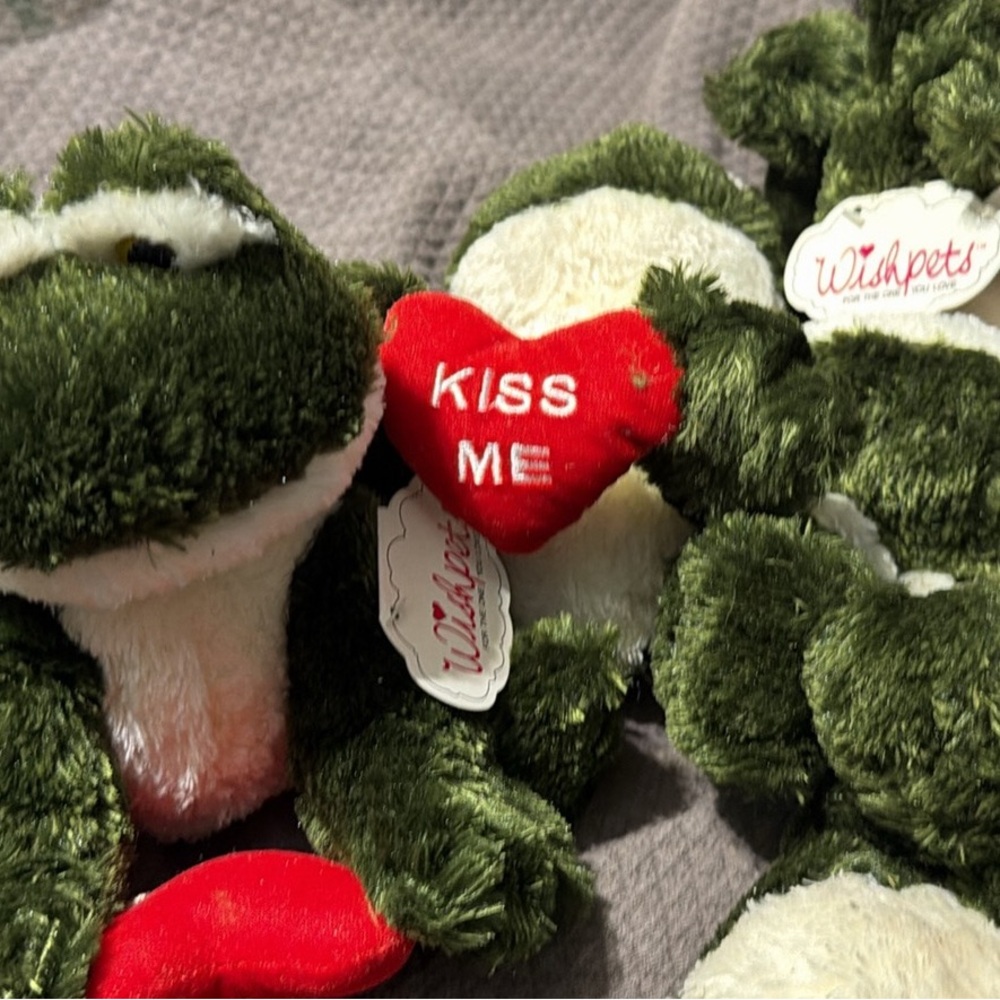 Green Frog Plush with Red Heart